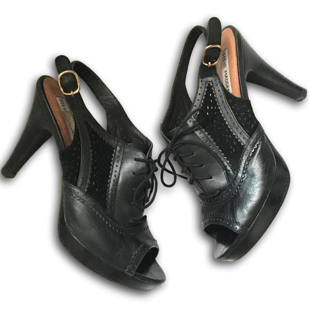 Steve Madden Lace Up Open Toe Oxford Heels Size 9